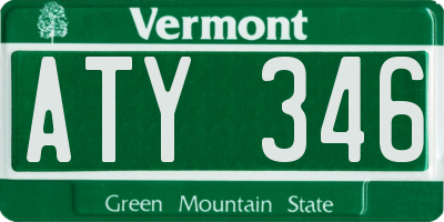 VT license plate ATY346