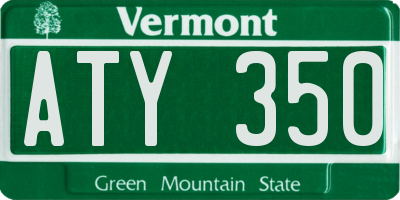VT license plate ATY350