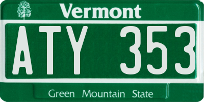 VT license plate ATY353