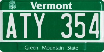 VT license plate ATY354