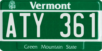 VT license plate ATY361