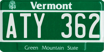 VT license plate ATY362