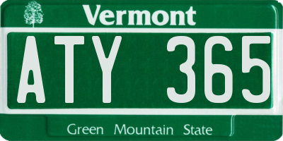 VT license plate ATY365