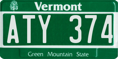 VT license plate ATY374