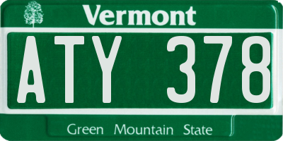 VT license plate ATY378