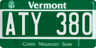 VT license plate ATY380