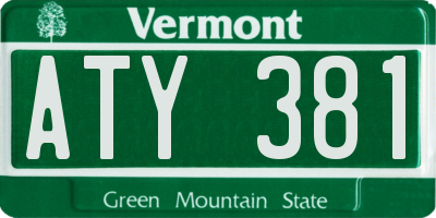 VT license plate ATY381