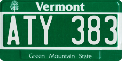 VT license plate ATY383