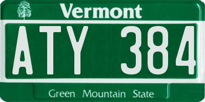 VT license plate ATY384