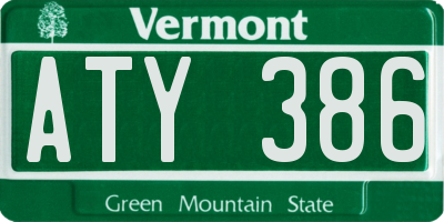 VT license plate ATY386