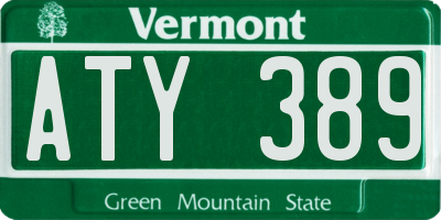 VT license plate ATY389