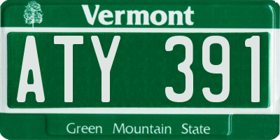 VT license plate ATY391