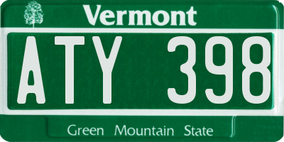 VT license plate ATY398