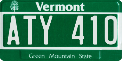 VT license plate ATY410