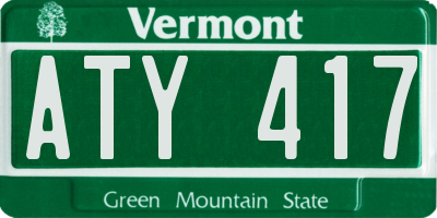 VT license plate ATY417