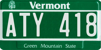 VT license plate ATY418