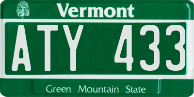VT license plate ATY433