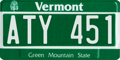 VT license plate ATY451