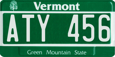 VT license plate ATY456
