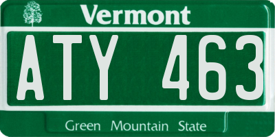VT license plate ATY463
