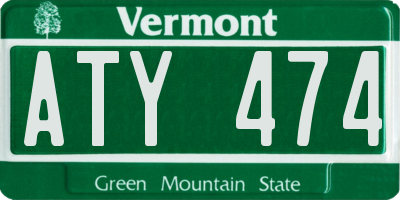 VT license plate ATY474