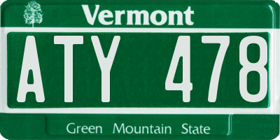 VT license plate ATY478