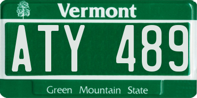VT license plate ATY489