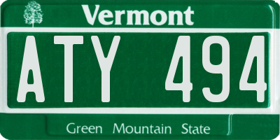VT license plate ATY494