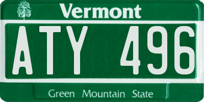 VT license plate ATY496