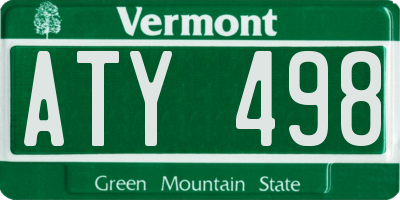VT license plate ATY498