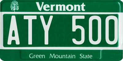 VT license plate ATY500