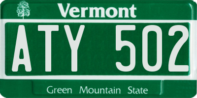 VT license plate ATY502