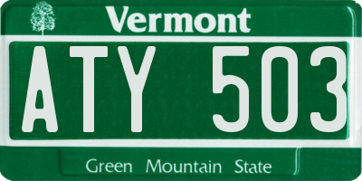 VT license plate ATY503