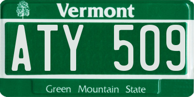 VT license plate ATY509