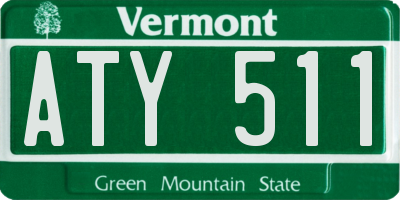 VT license plate ATY511