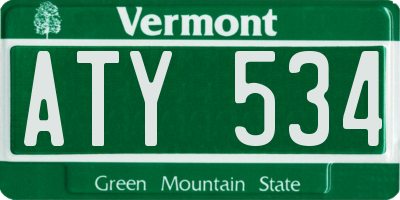 VT license plate ATY534