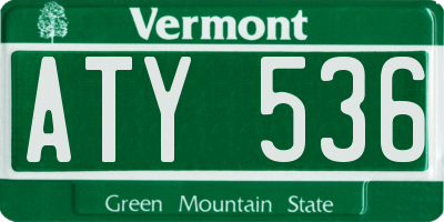 VT license plate ATY536