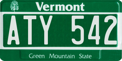 VT license plate ATY542