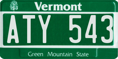 VT license plate ATY543