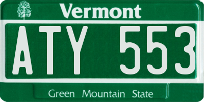 VT license plate ATY553
