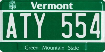 VT license plate ATY554