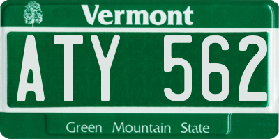 VT license plate ATY562