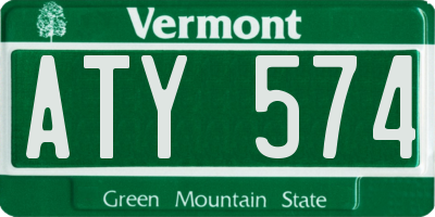 VT license plate ATY574