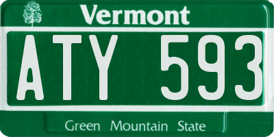 VT license plate ATY593