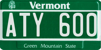 VT license plate ATY600