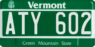VT license plate ATY602