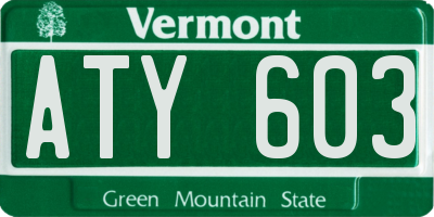 VT license plate ATY603