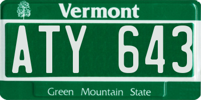 VT license plate ATY643