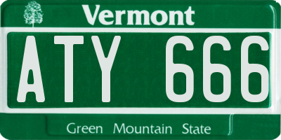VT license plate ATY666