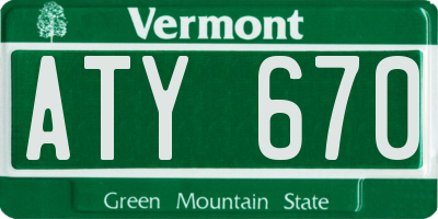 VT license plate ATY670